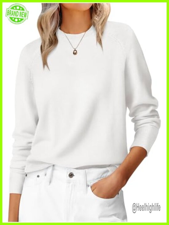 Sweaters - Women's Long Sleeve Crew Neck Lightweight Sweater Top